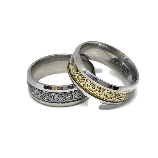 Nordic Dragon Pattern Band Ring-0