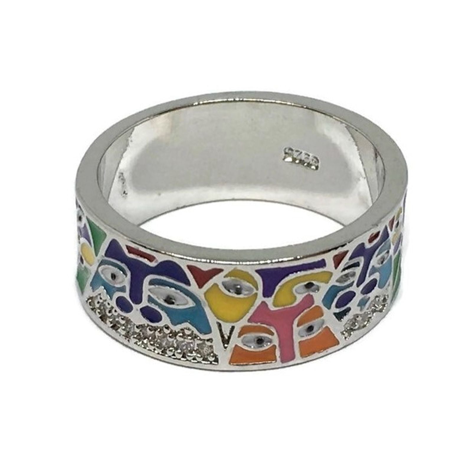 Art Deco Faces Band Ring-0