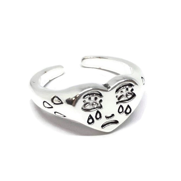 Crying Love Heart Band Ring-0