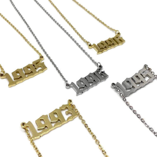 Old English Birth Year Necklace-0