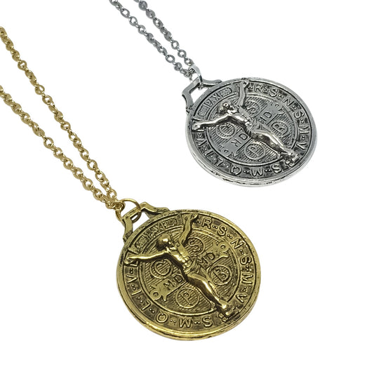 Jesus x St Benedict Coin Necklace-0