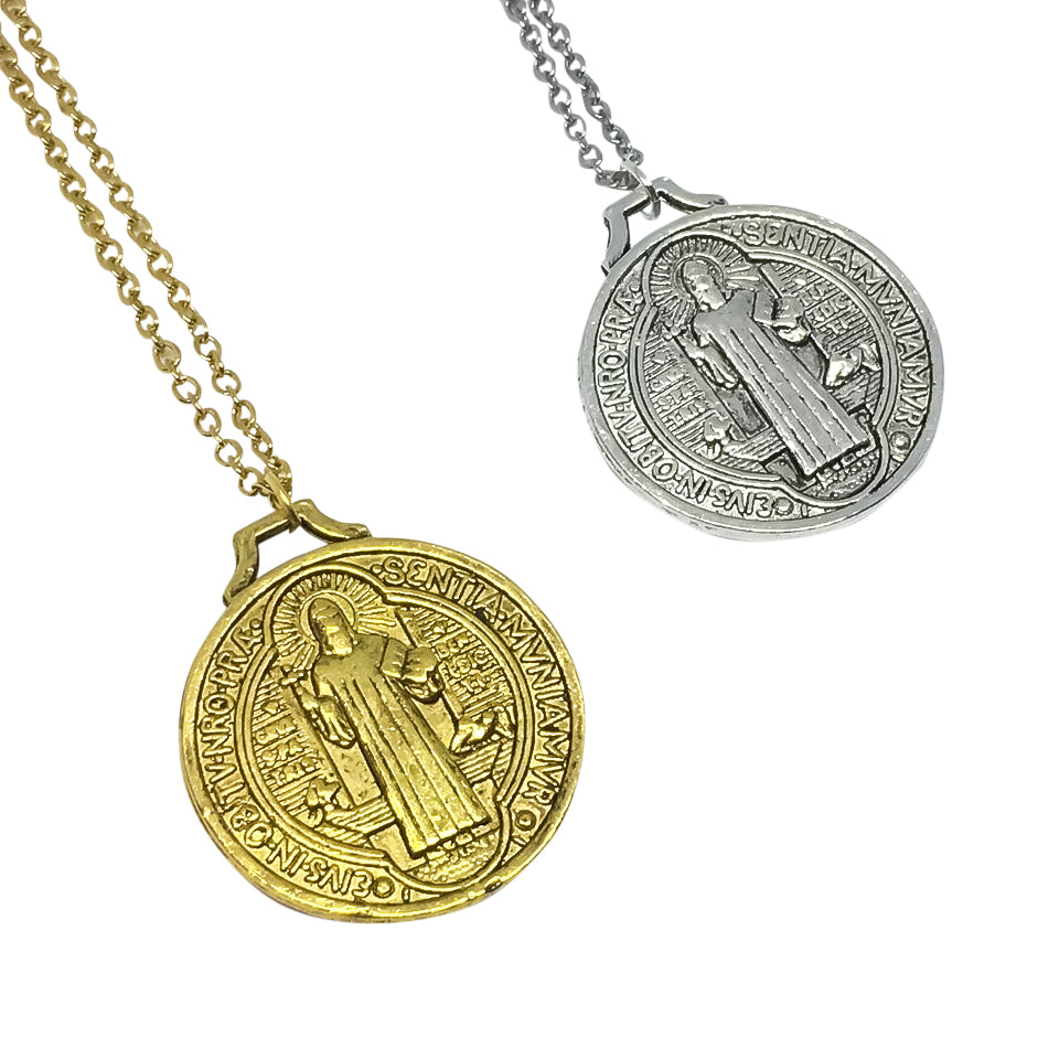 Jesus x St Benedict Coin Necklace-2