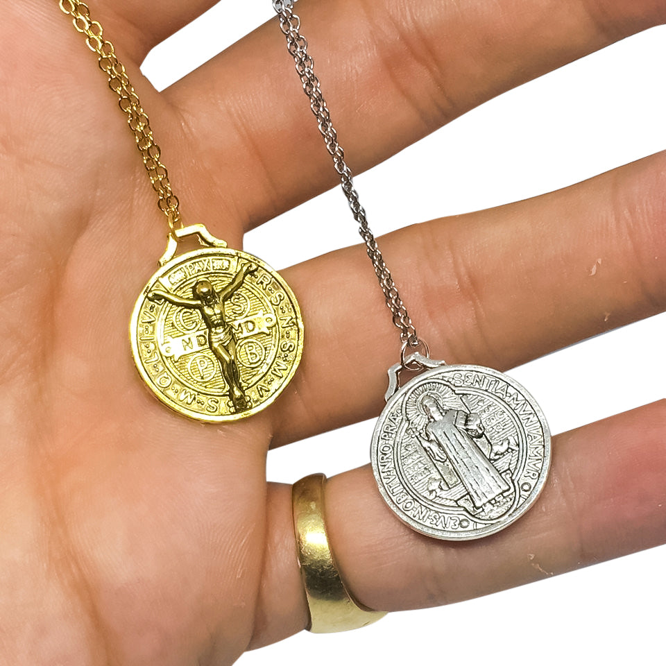 Jesus x St Benedict Coin Necklace-3