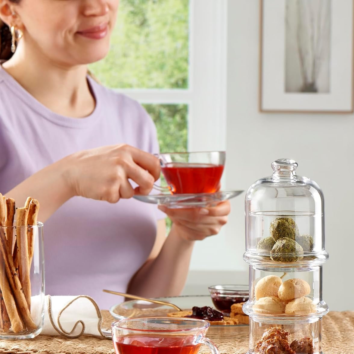 Pasabahce Penguen Cups with Saucers for Tea, Coffee, Cappuccino-1