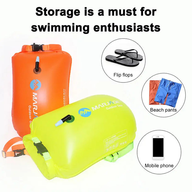 PVC  Inflatables Storage Swim Buoys Dry Bag Orange Floating Safety Swimming Buoy - Memoriex 