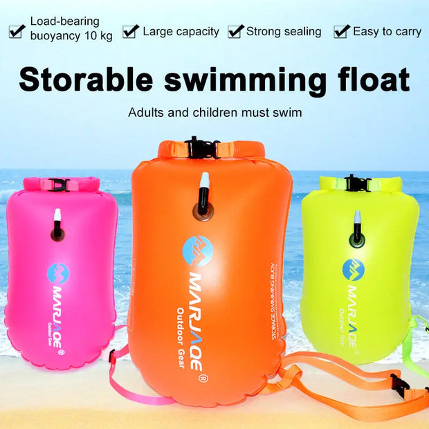 PVC  Inflatables Storage Swim Buoys Dry Bag Orange Floating Safety Swimming Buoy - Memoriex 