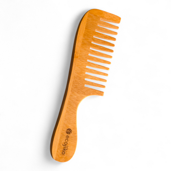 Bamboo Wide Tooth Comb With Handle-0