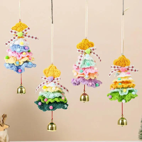 Package Christmas Scene Decoration | Door Hanging Wall Hanging Handmade Knitted Yarn Christmas Tree Snowflake Christmas Tree Ornament - Memoriex 
