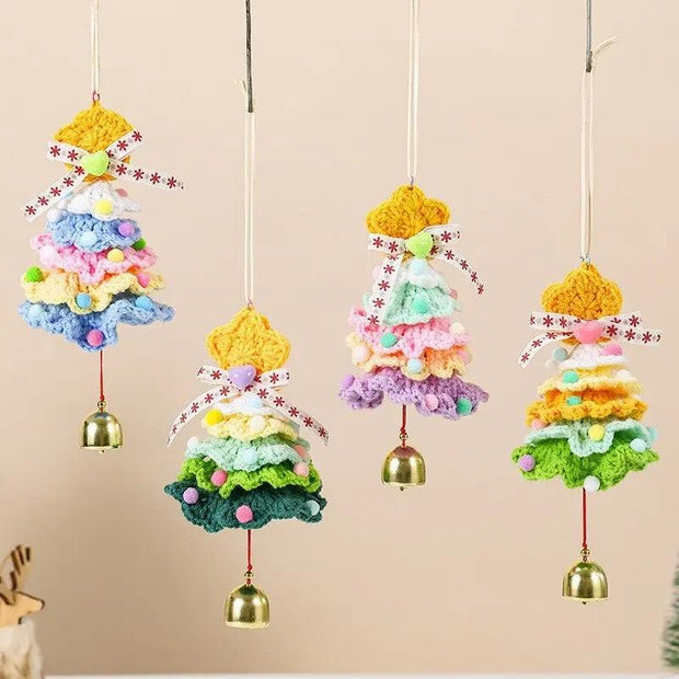 Package Christmas Scene Decoration | Door Hanging Wall Hanging Handmade Knitted Yarn Christmas Tree Snowflake Christmas Tree Ornament - Memoriex 