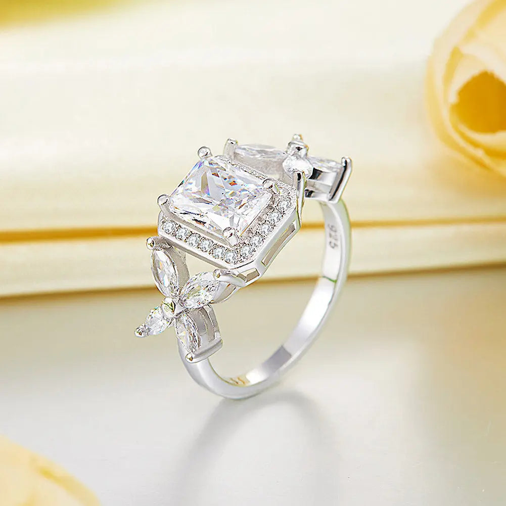 Pageant Luxury Ring Solid 925 Sterling Silver Butterfly Wedding Jewelry XFR8322-3