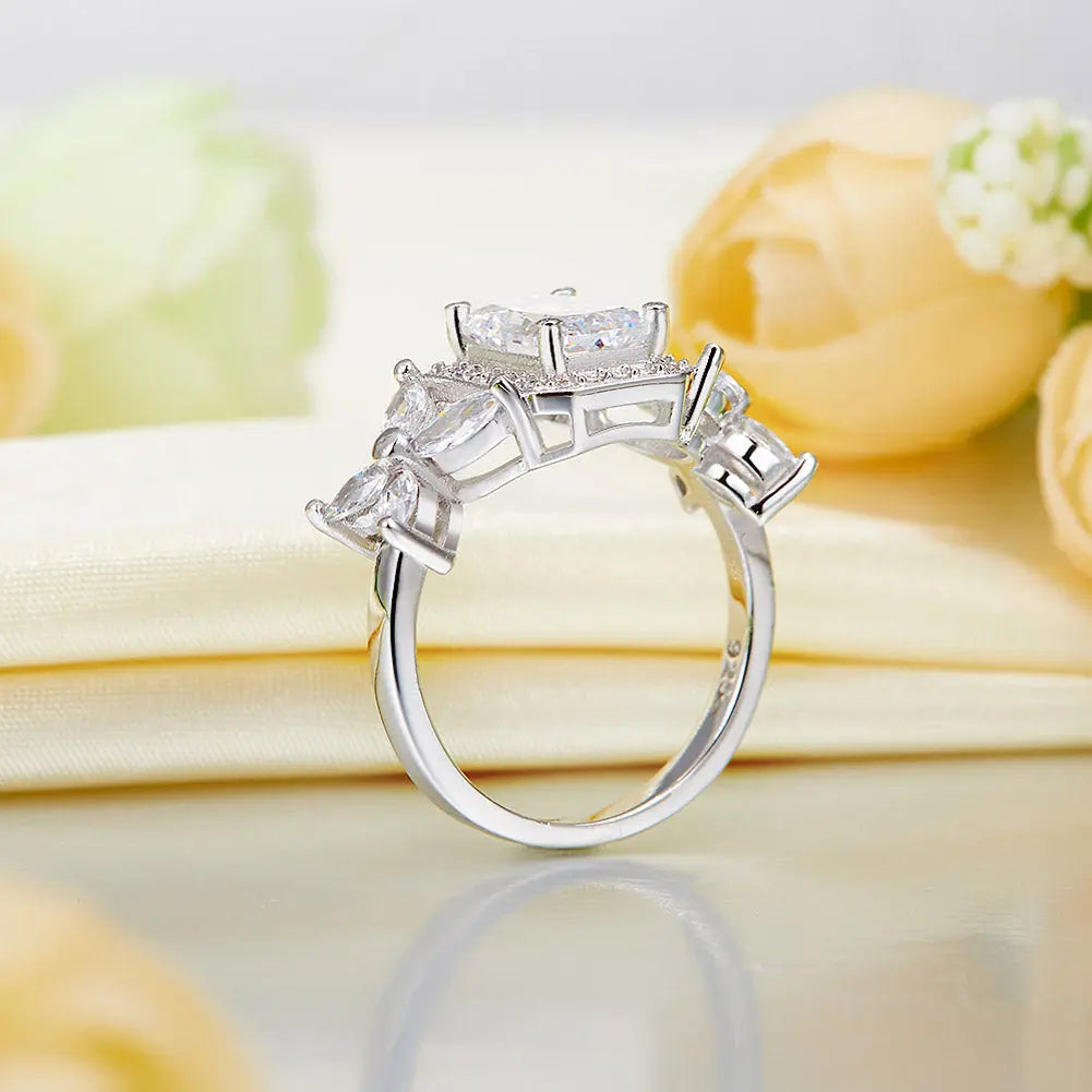 Pageant Luxury Ring Solid 925 Sterling Silver Butterfly Wedding Jewelry XFR8322-5