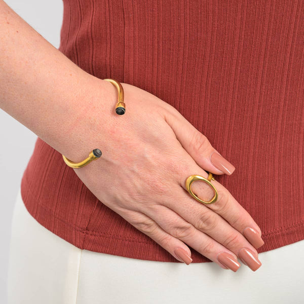 Kushikamana Recycled Brass Bangle (2 Colours)-0