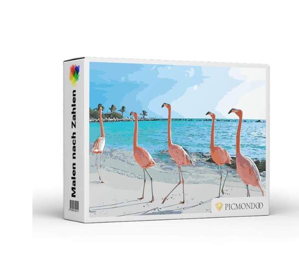 Paint by Numbers Set - Flamingos Beach - Memoriex 
