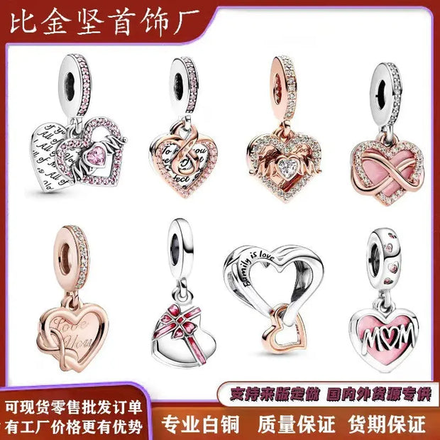 Pan Jiaduola White Copper Plated 925 Valentine's Day Mother's Day Love Pendant DIY Accessories Pendant Gift - Memoriex 