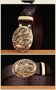 Pattern Smooth Buckle Head Layer Belt Young Middle-aged Casual High-end Retro Trend - Memoriex 