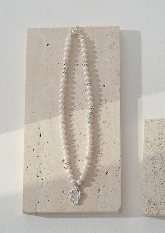 Pearl Necklace With Delicate Pendant-0