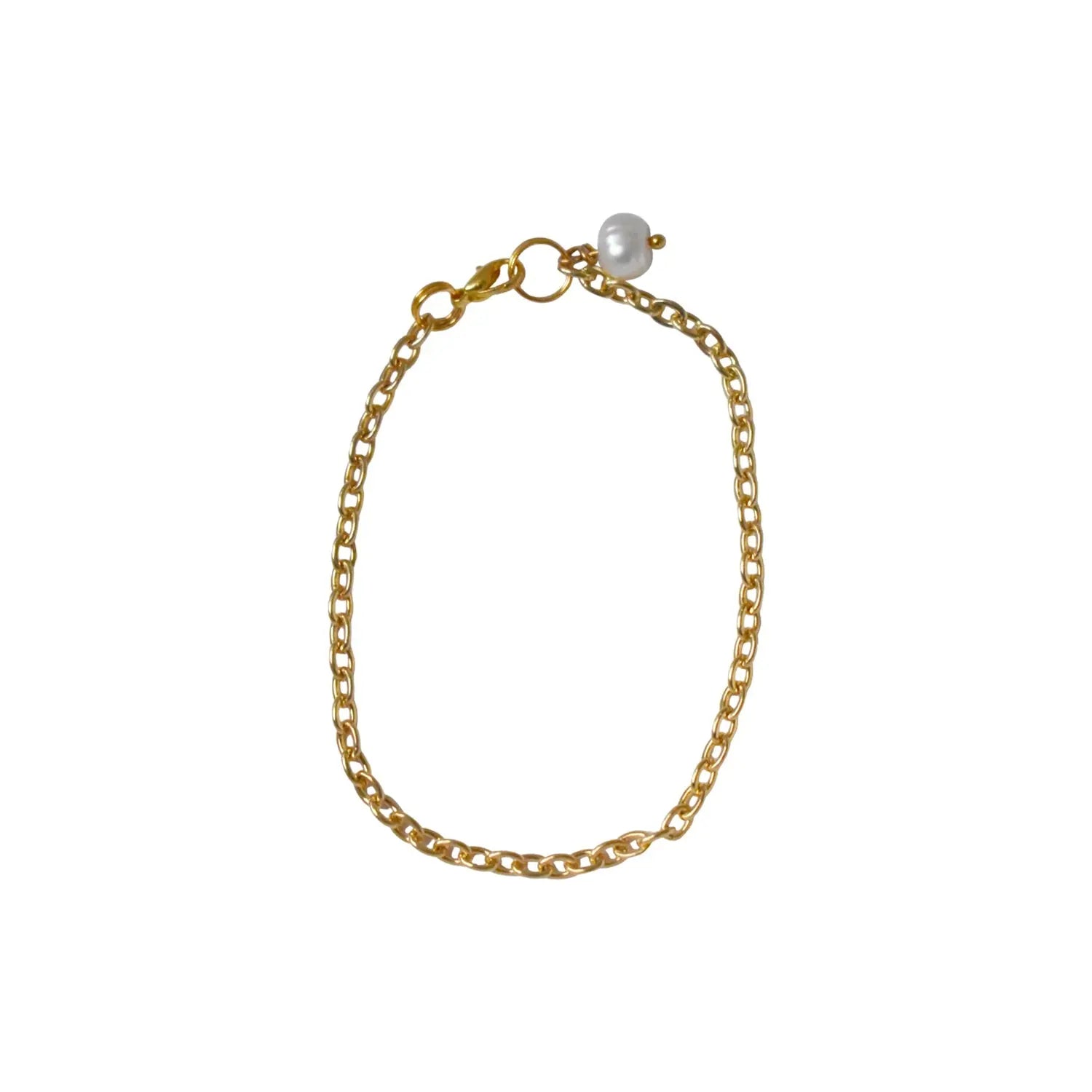 Pearl adjustable bracelet or anklet on gold plated chain - Memoriex