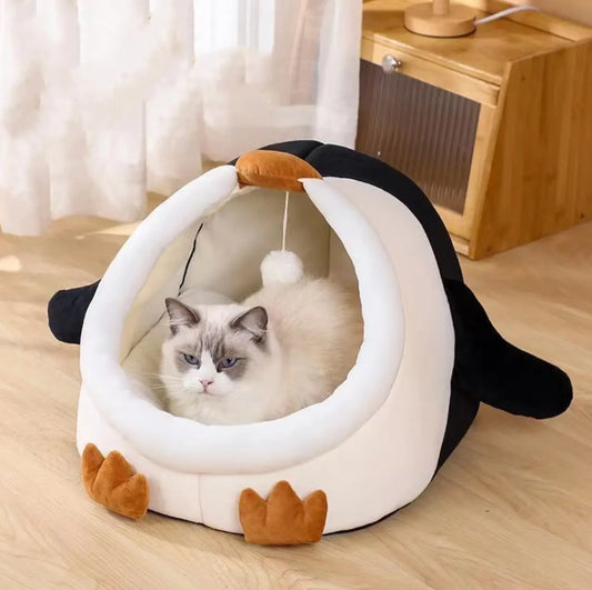 Penguin Shape Enclosed Cat Bed-0