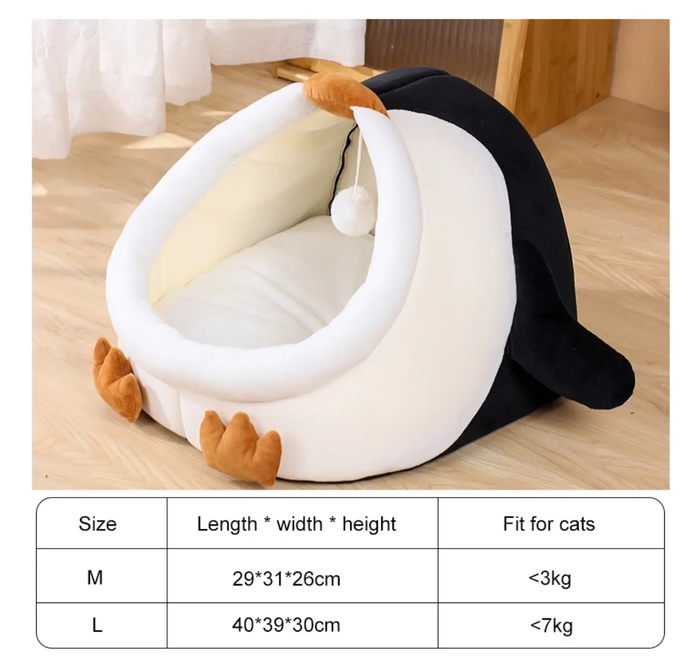 Penguin Shape Enclosed Cat Bed-1