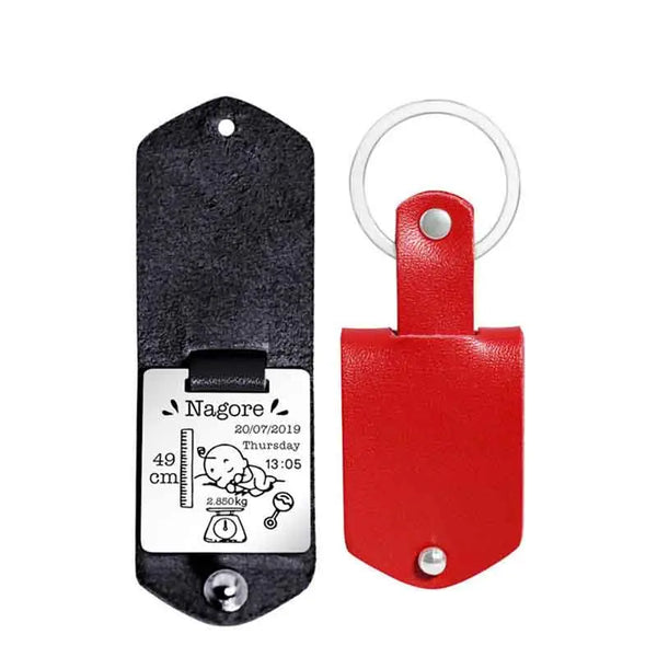 Personalised Baby Birth Keyring | Leather & Steel Keepsake | Unique New Parents Gift | Memoriex - Memoriex
