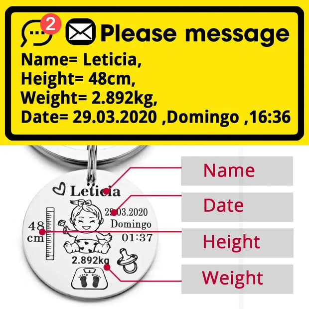 Personalised Baby Birth Keyring | New Parents Gift | Unique Keepsake | Memoriex - Memoriex