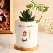 Personalised Birth Flower Plant Pot | Custom Family Cartoon Figure Planter | Gift for Mum - Memoriex