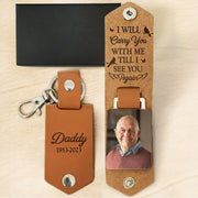 Personalised Leather Photo Keyring | Sympathy & Memorial Gift | British Keepsake | Memoriex - Memoriex