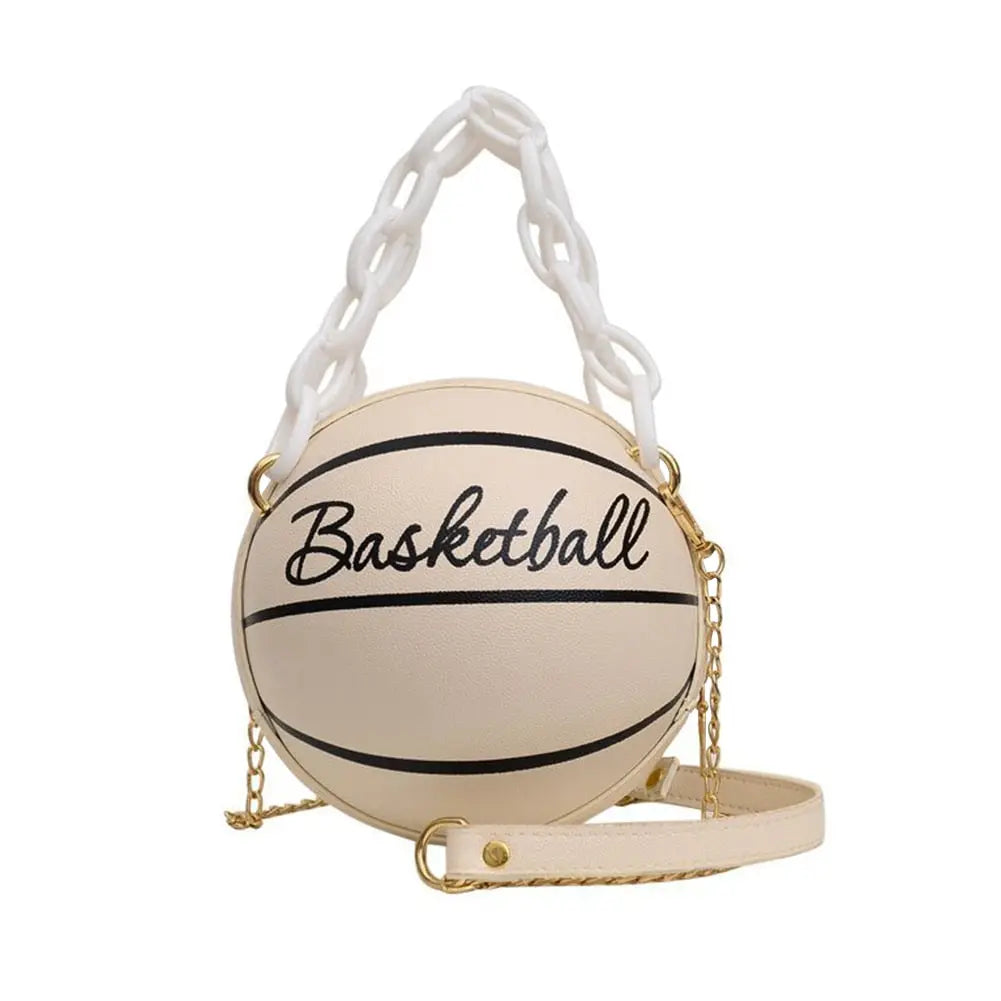 Personality female leather pink basketball bag new ball purses for teenagers women shoulder bags crossbody chain hand bags - Memoriex 