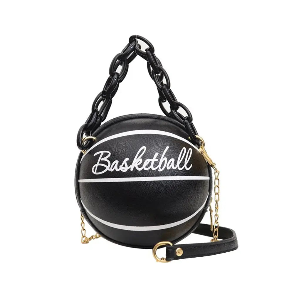 Personality female leather pink basketball bag new ball purses for teenagers women shoulder bags crossbody chain hand bags - Memoriex 