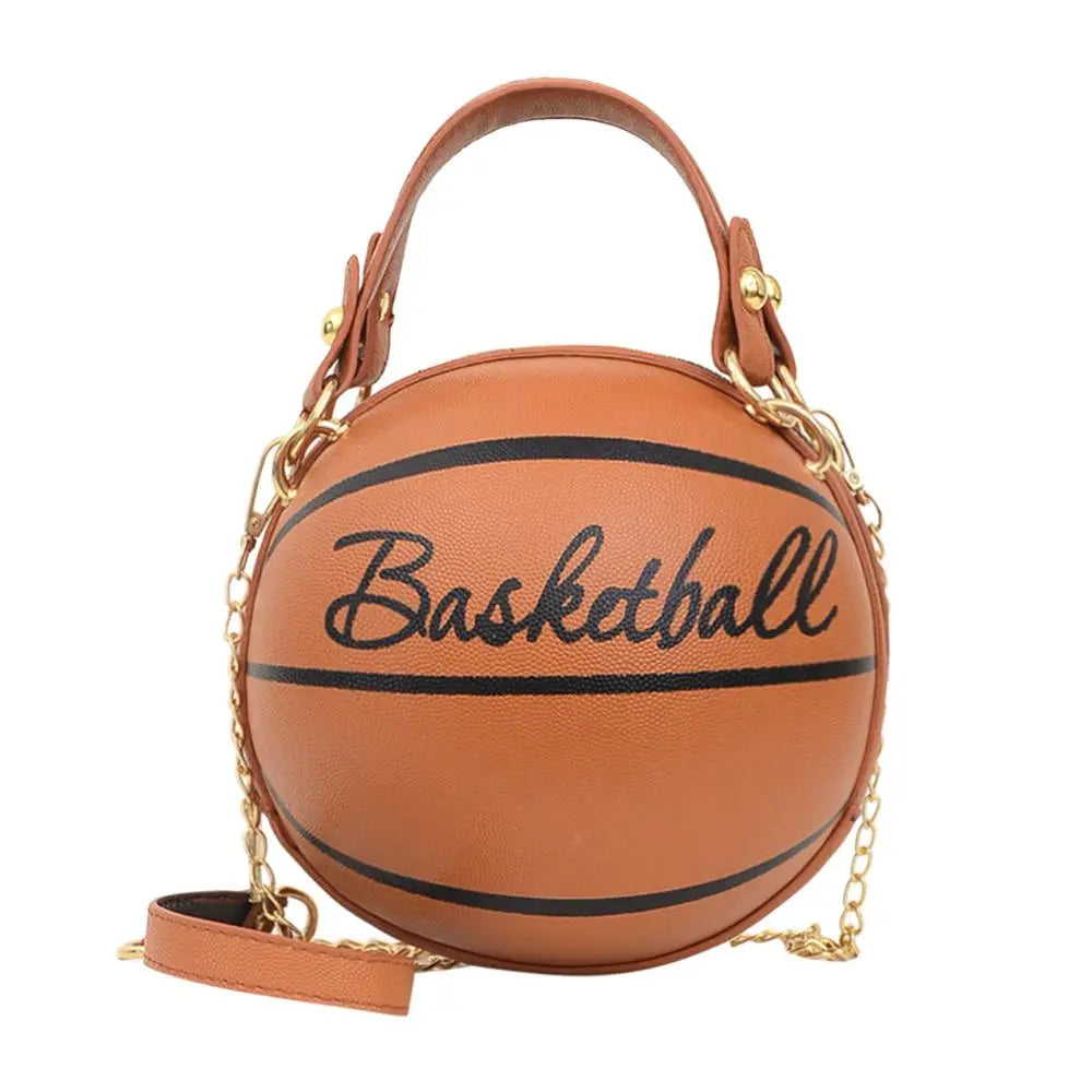 Personality female leather pink basketball bag new ball purses for teenagers women shoulder bags crossbody chain hand bags - Memoriex 