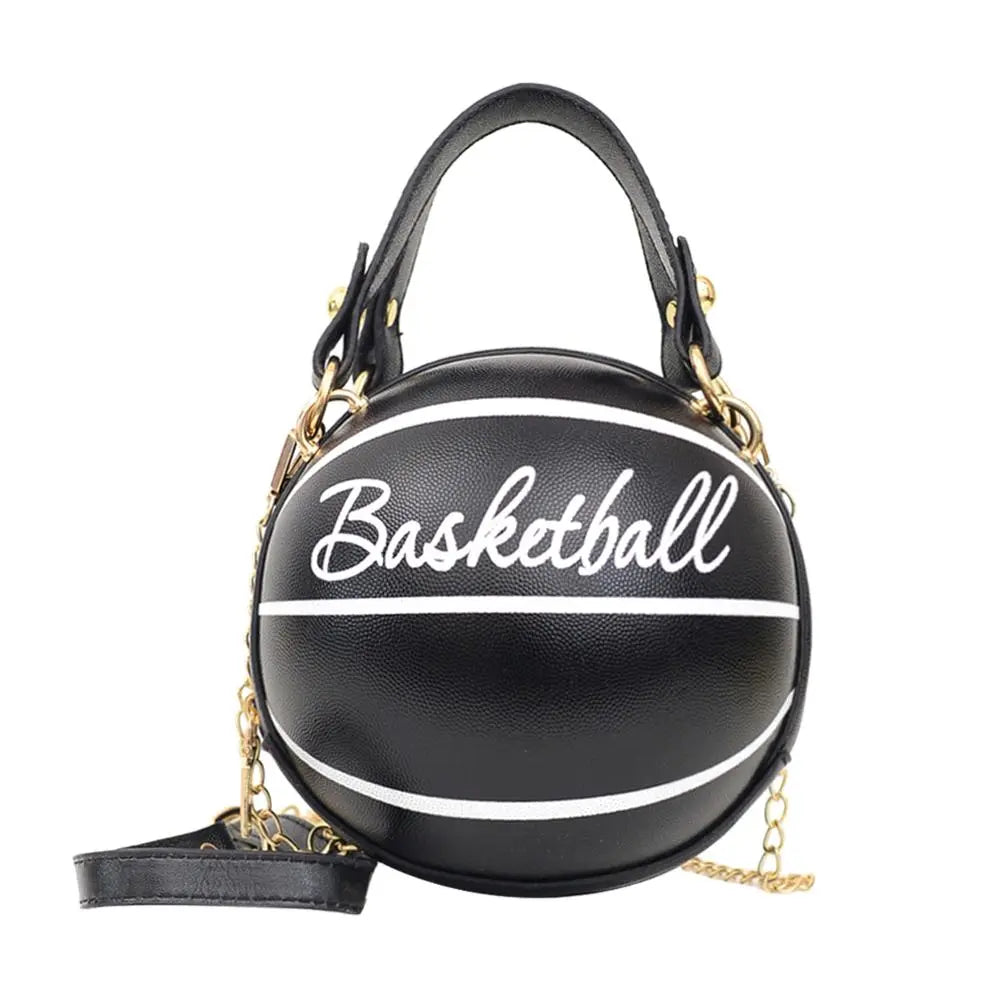 Personality female leather pink basketball bag new ball purses for teenagers women shoulder bags crossbody chain hand bags - Memoriex 