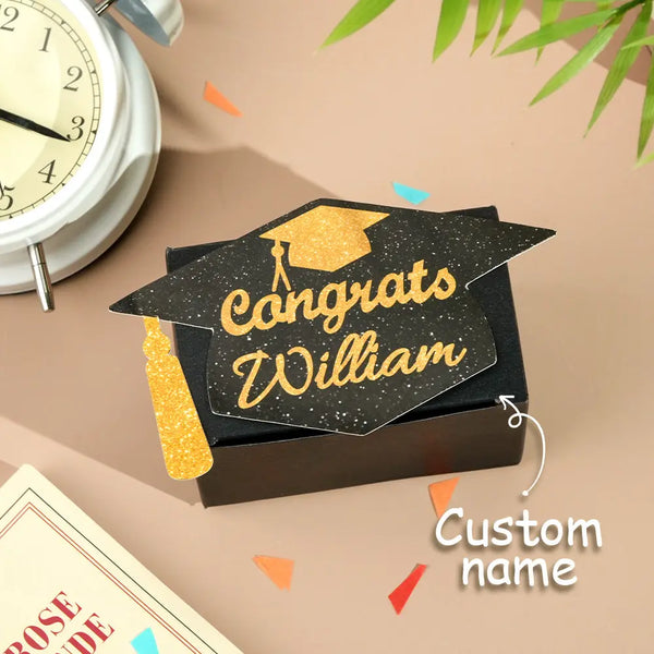 Personalized Graduation Cap Pull Out Money Gift Box Money Holder with 30pcs Transparent Bags Gift for Graduates - Memoriex