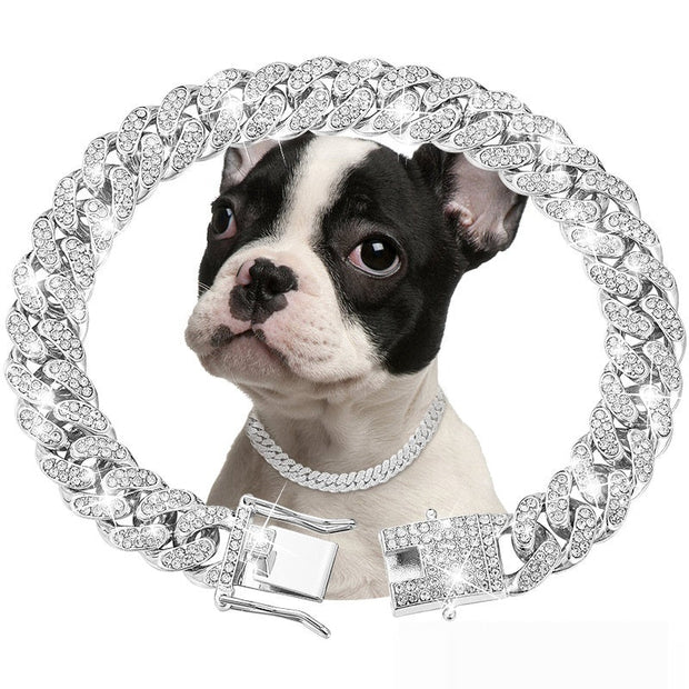 Pet Diamond Collar Cuban Link Chain Small Medium Large Dogs And Cats Necklace - Memoriex 