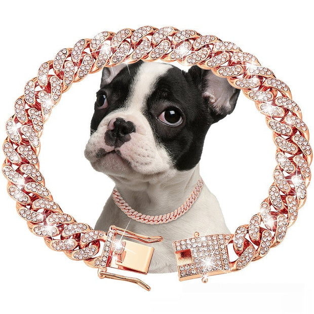Pet Diamond Collar Cuban Link Chain Small Medium Large Dogs And Cats Necklace - Memoriex 