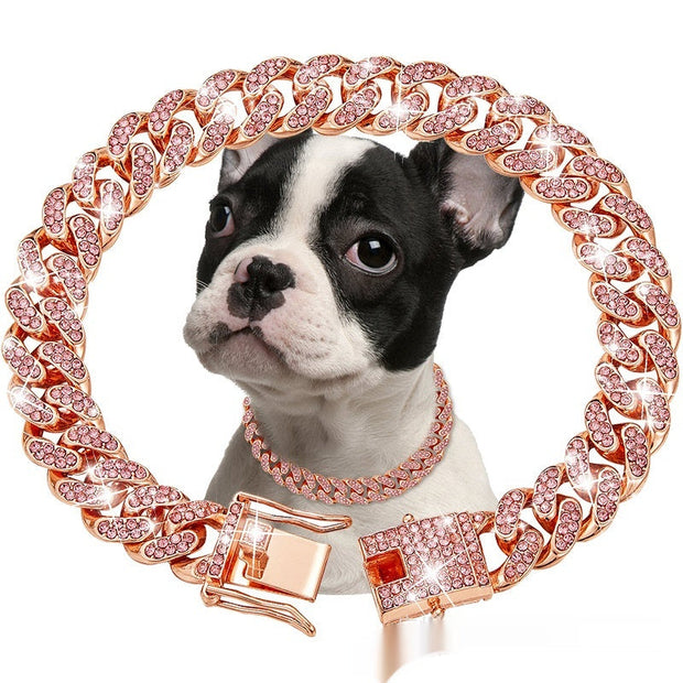 Pet Diamond Collar Cuban Link Chain Small Medium Large Dogs And Cats Necklace - Memoriex 