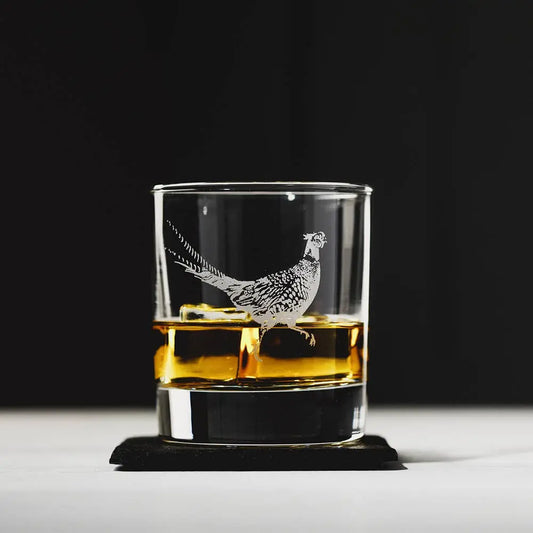 Pheasant Glass Tumbler with Slate Coaster Gift Set-0