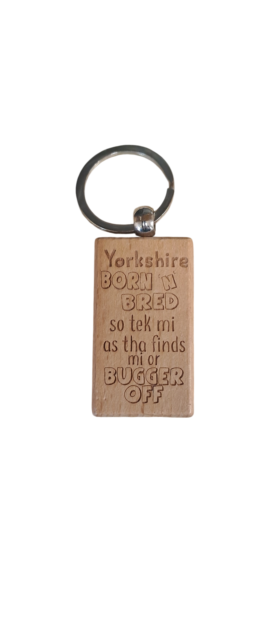 Yorkshire Born 'N' Bred Wooden Key Ring - Memoriex 