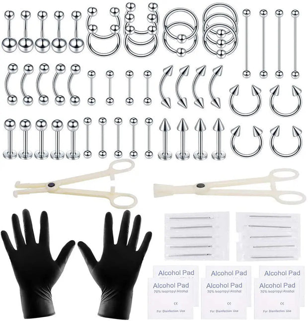 Piercing jewellery 140pcs Mixed Suit Nose Ring Nail Vacuum Plating 316L - Memoriex 