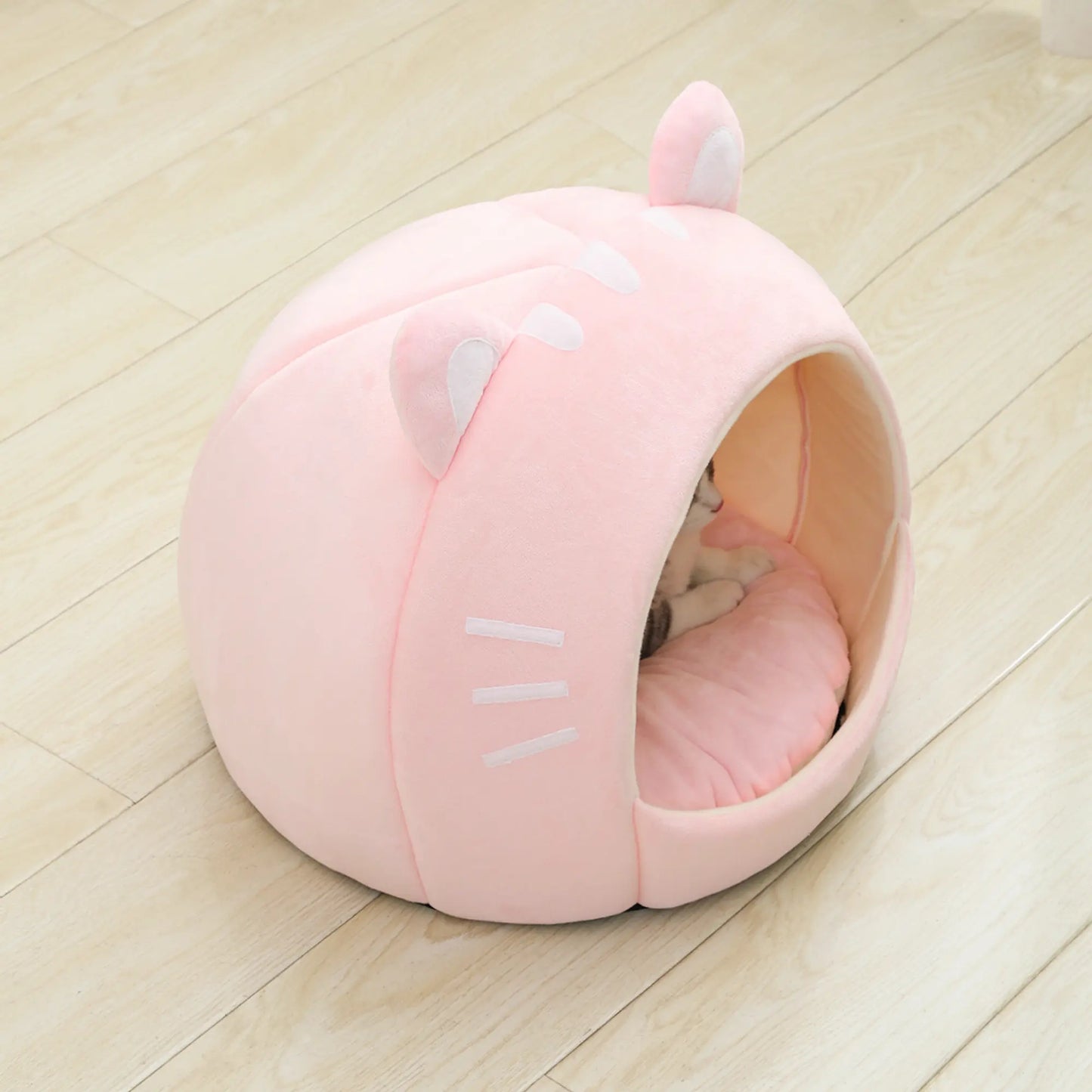 Pink Cat Shape Cat Bed House-2