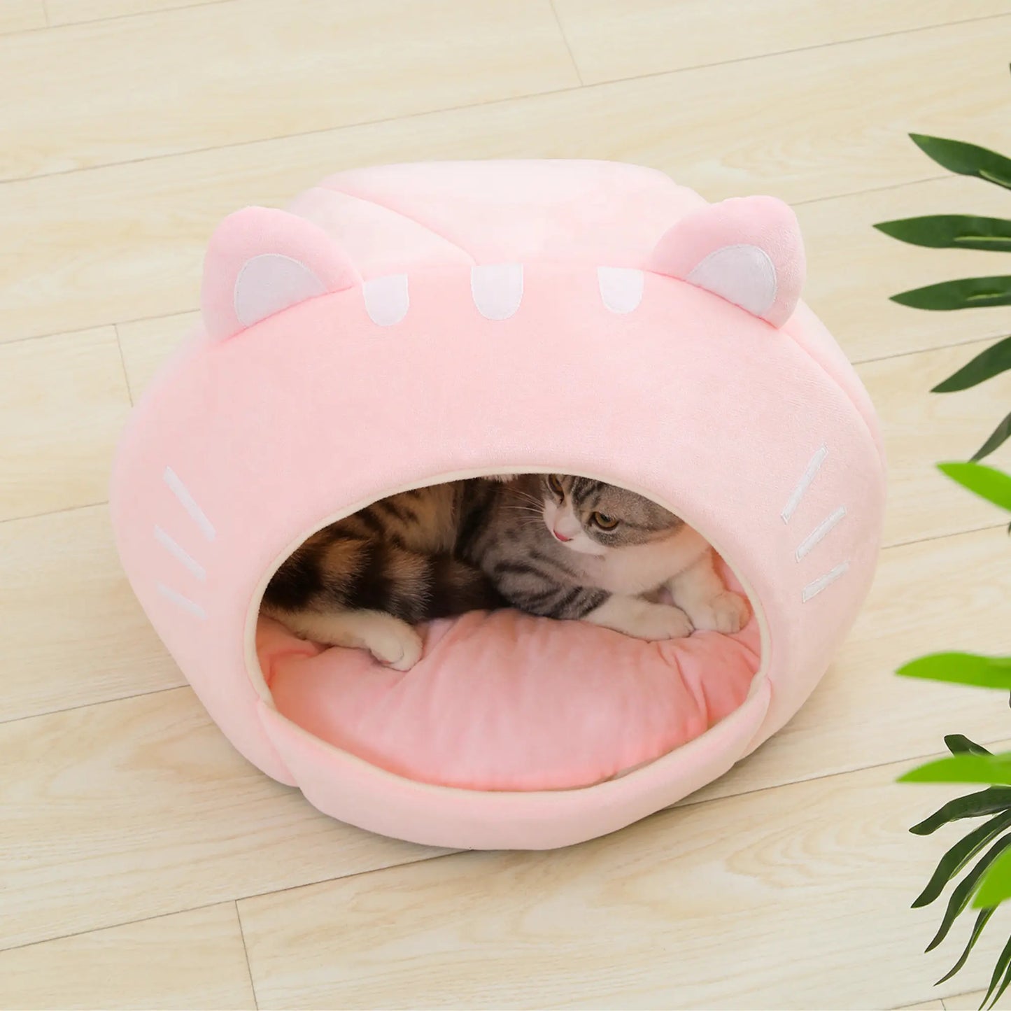 Pink Cat Shape Cat Bed House-3