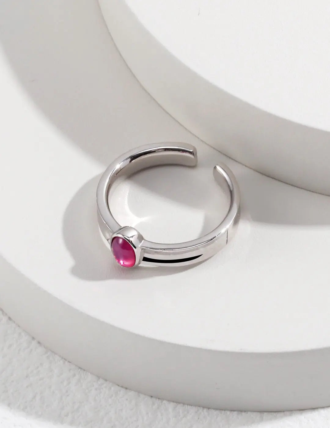 Pink Oval Shaped Zircon Ring-3