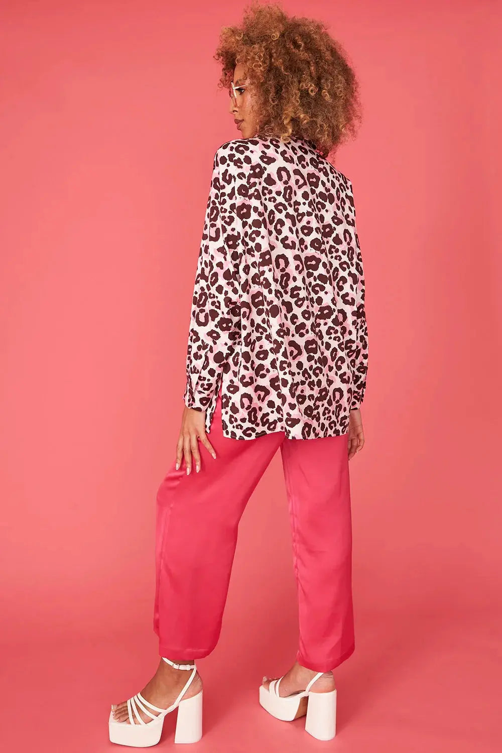 Pink Silk Blend Animal Print Shirt-3