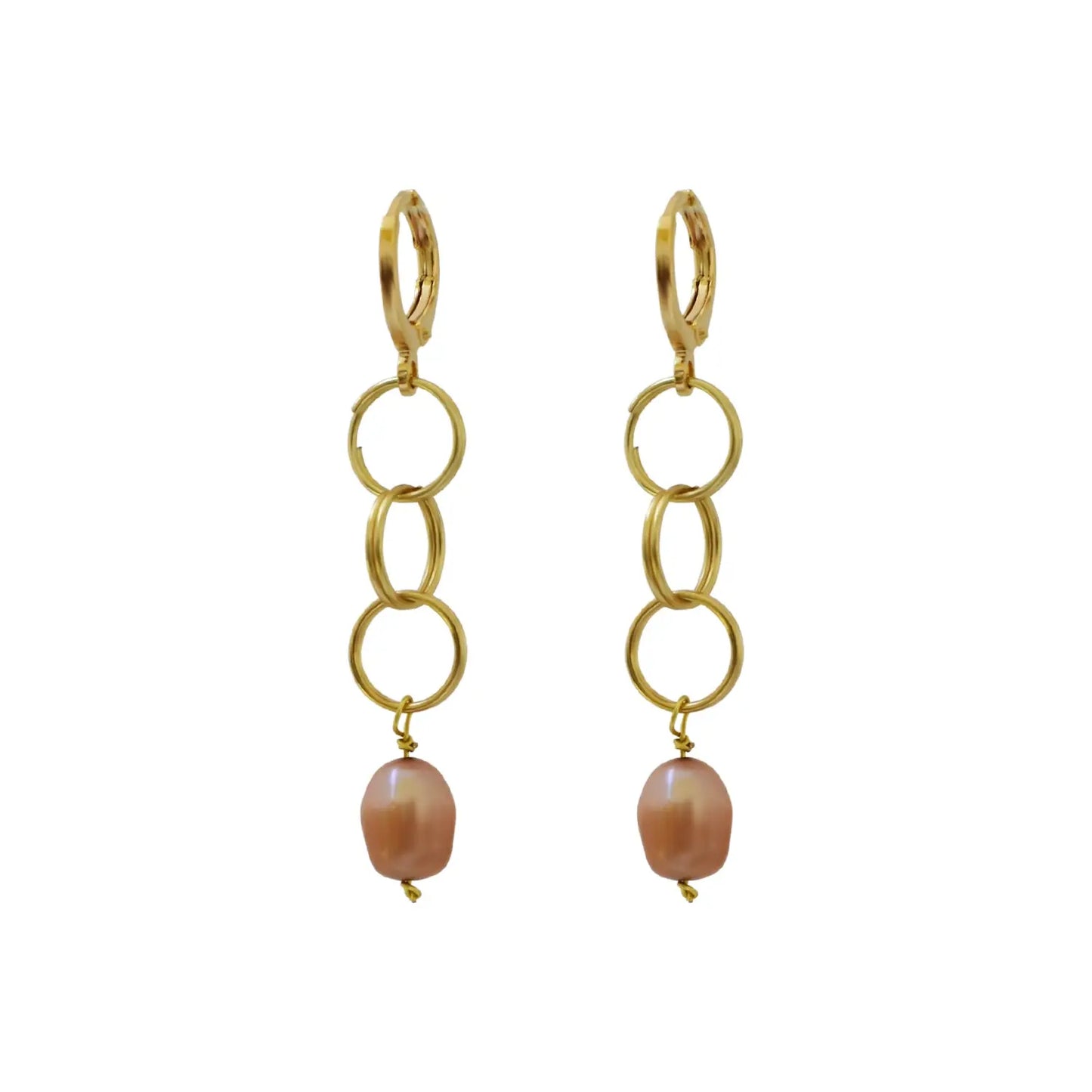 Pink freshwater pearl drop earrings - Memoriex