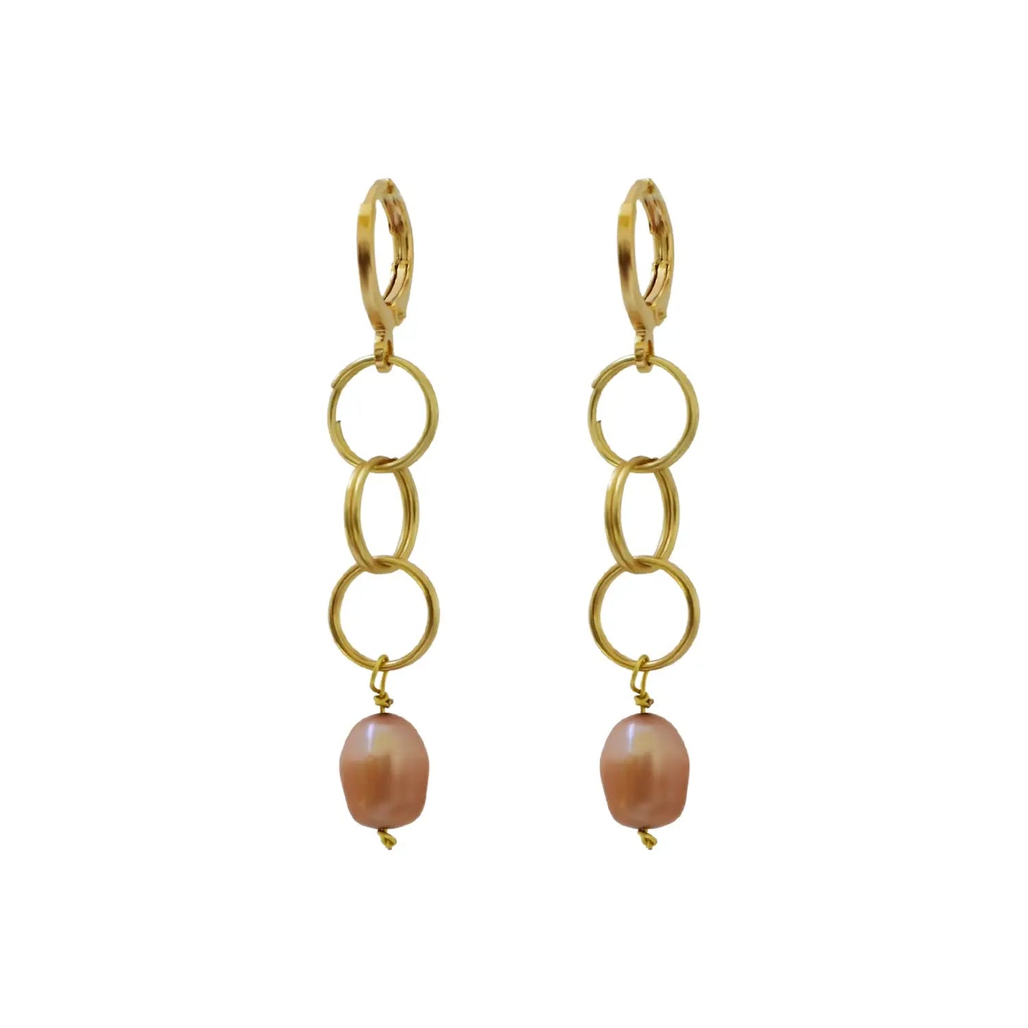 Pink freshwater pearl drop earrings - Memoriex