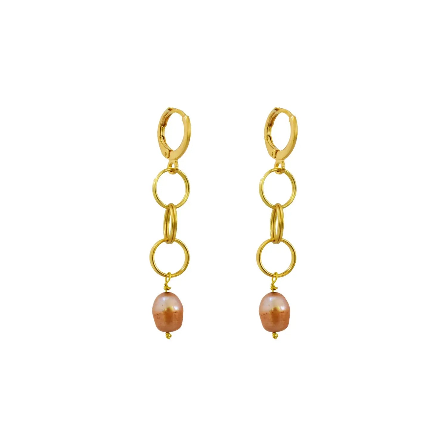 Pink freshwater pearl drop earrings - Memoriex