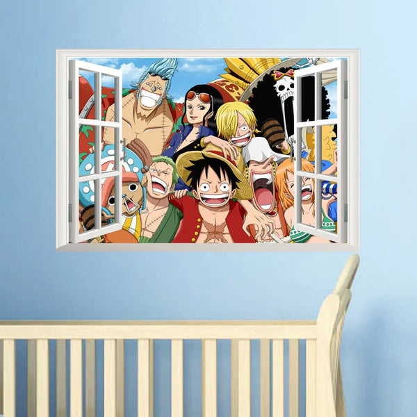 Pirate King Lufei Self adhesive Wall Stickers for Boys' Bedroom Creative Graffiti Cartoon Anime Stickers PVC - Memoriex 