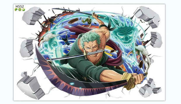 Pirate King Lufei Self adhesive Wall Stickers for Boys' Bedroom Creative Graffiti Cartoon Anime Stickers PVC - Memoriex 