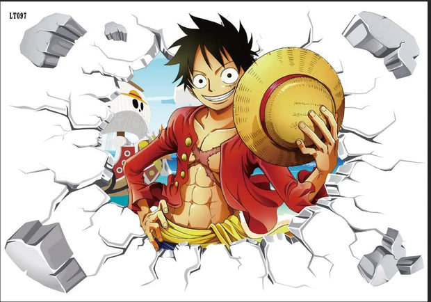 Pirate King Lufei Self adhesive Wall Stickers for Boys' Bedroom Creative Graffiti Cartoon Anime Stickers PVC - Memoriex 