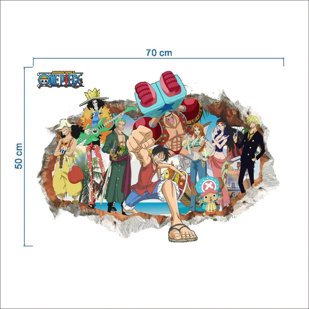 Pirate King Lufei Self adhesive Wall Stickers for Boys' Bedroom Creative Graffiti Cartoon Anime Stickers PVC - Memoriex 