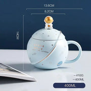 Planet Mug Ceramic Coffee Cup With Lid Spoon - Memoriex 